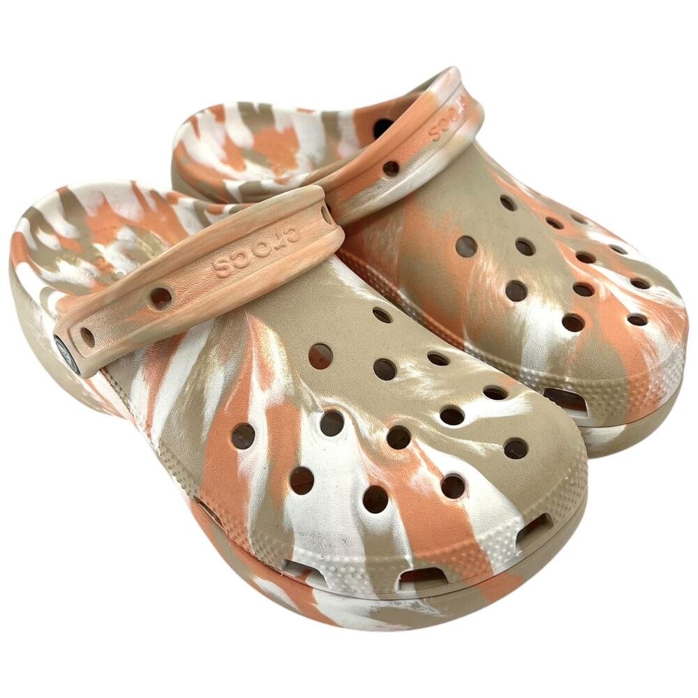 Crocs Marbled Platform Clogs Beige Peach White Women’s 7